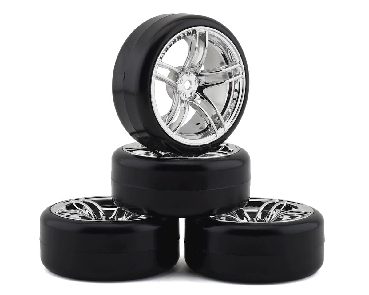 Firebrand RC Icestar D Pre-Mounted Slick Drift Tires (4) (Chrome) w/FireSickle Tires, 12mm Hex & 3mm Offset