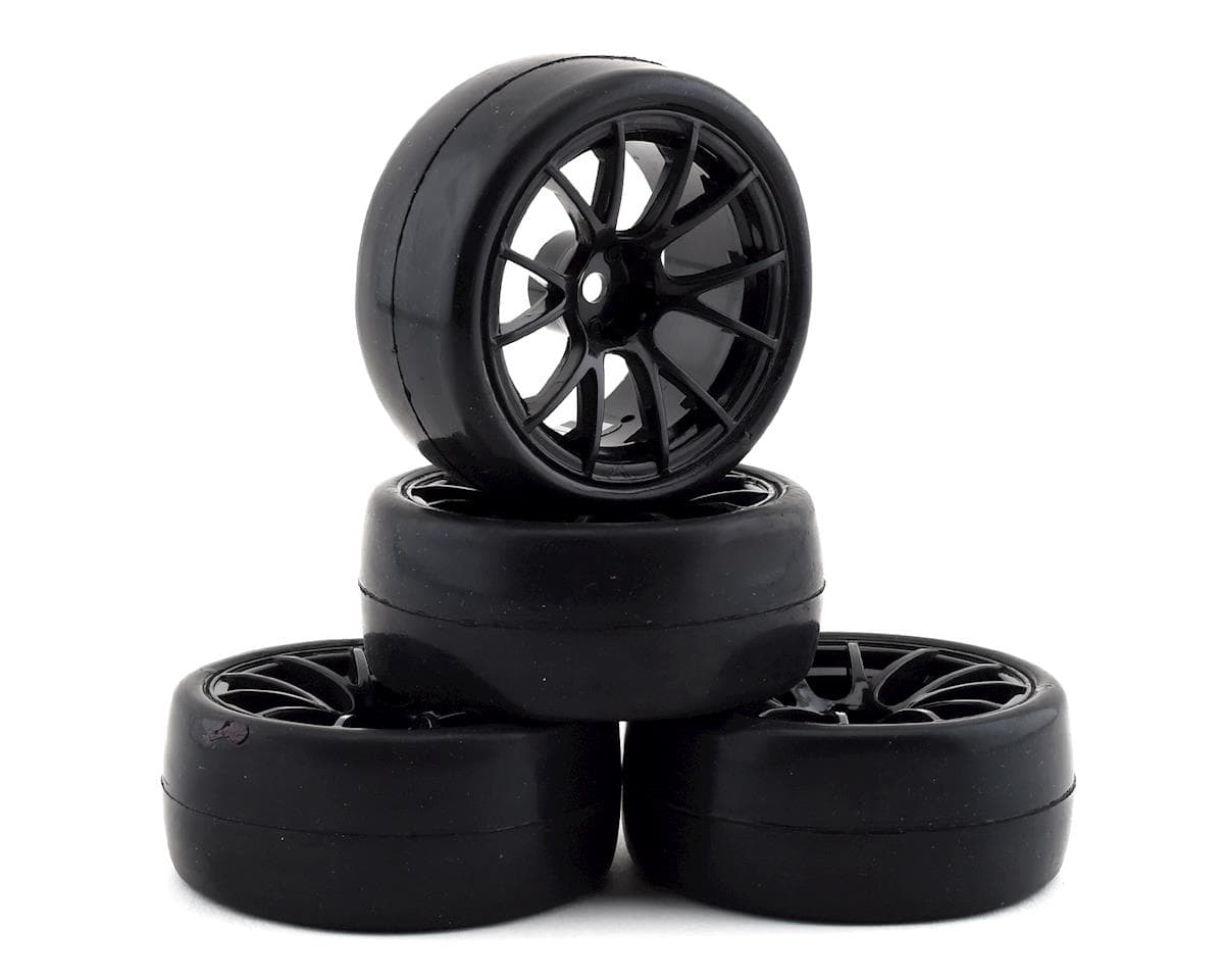 Firebrand RC Hustler RS Pre-Mounted On-Road Tires (4) (Black) w/CarpetMuncher Tires, 12mm Hex & 9mm Offset