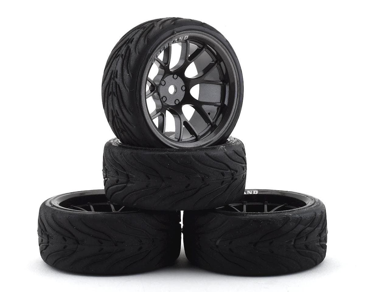 Firebrand RC Hypernova RT9 Pre-Mounted On-Road Tires (4) (Gun Metal) w/FireFang Tires, 12mm Hex & 9mm Offset