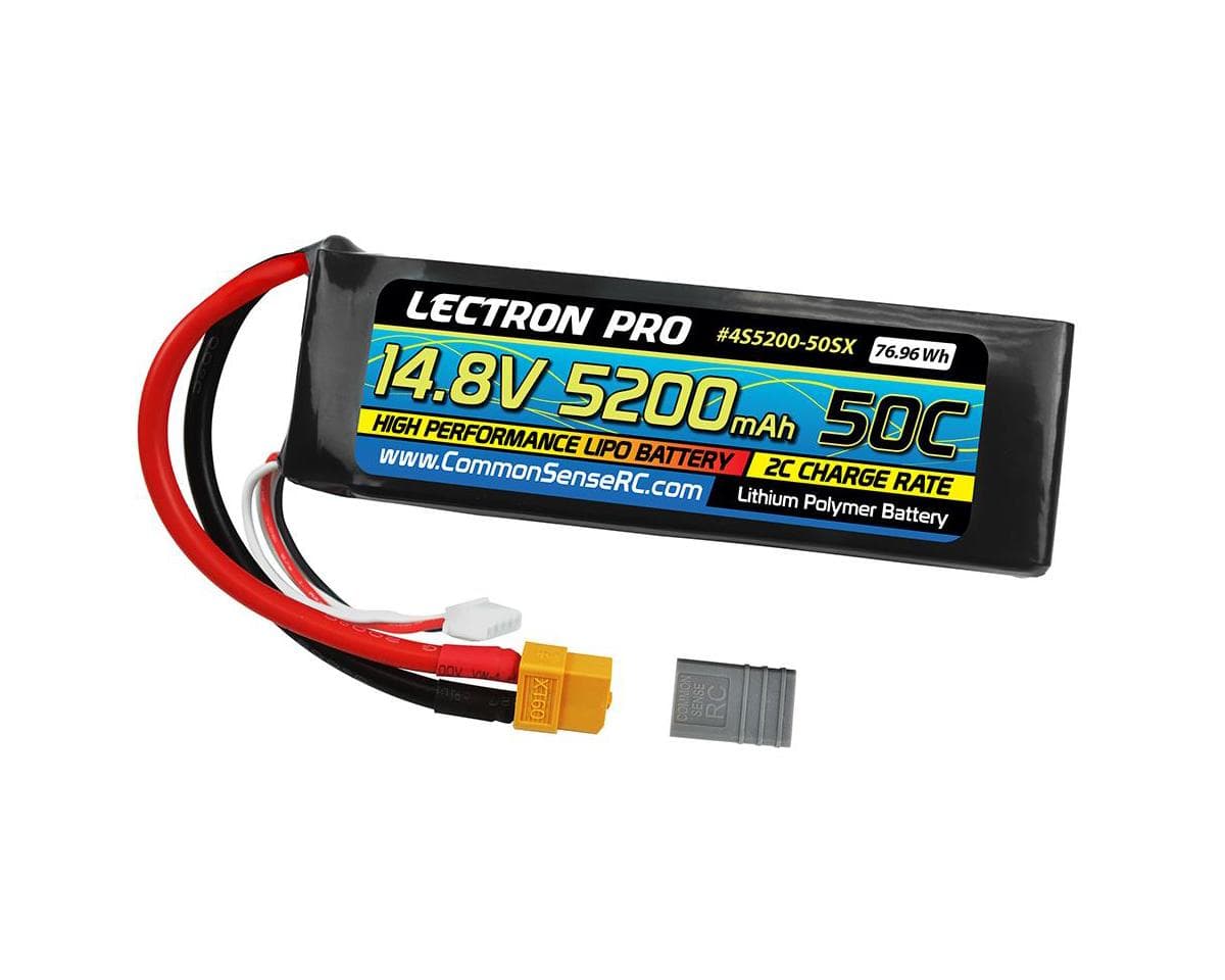 Common Sense RC Lectron Pro 4S LiPo Battery 50C (14.8V/5200mAh) w/XT60 Connector & CSRC Adapter