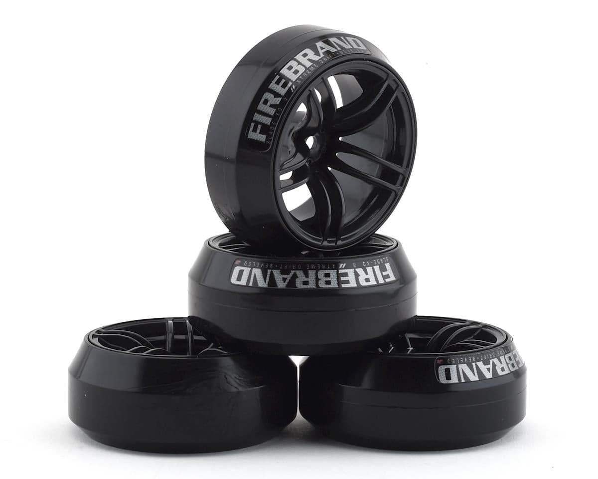 Firebrand RC Icestar XD9 0° Pre-Mounted Slick Drift Tires (4) (Black) w/Blade Tires, 12mm Hex & 9mm Offset