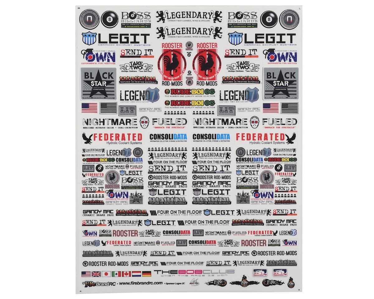 Firebrand RC Sponsor Logos 2C Decal Set (8.5x11")