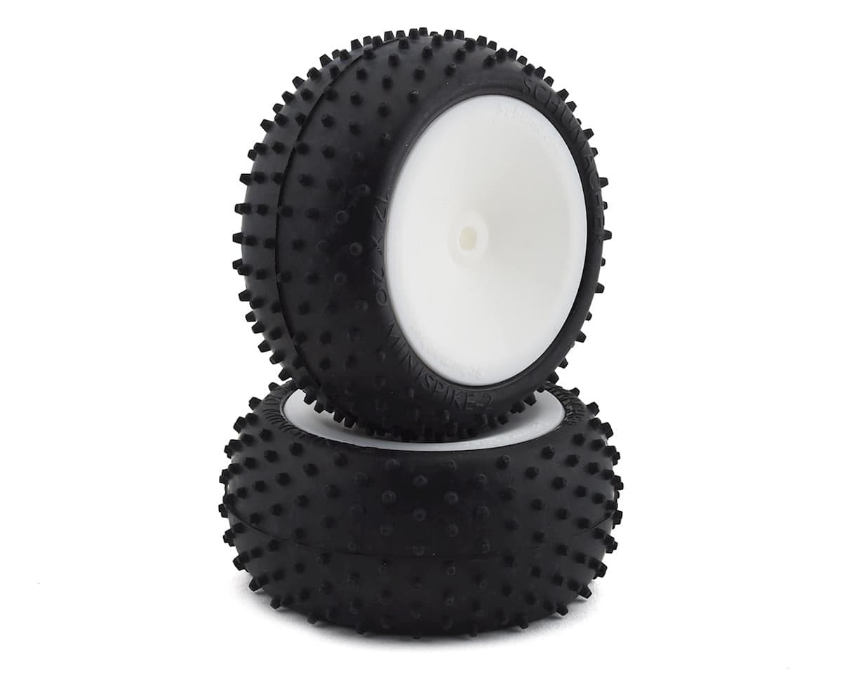 Schumacher Mini Spike 2 Pre-Mounted 2.2" 1/10 Buggy Rear Tires (2) (Yellow) w/12mm Hex