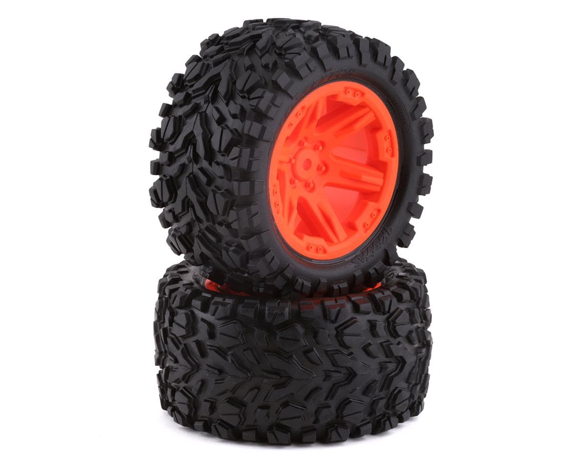 Traxxas Talon EXT 2.8" Pre-Mounted Tires w/RXT Wheels (2) (Orange) w/12mm (2wd Electric Rear)