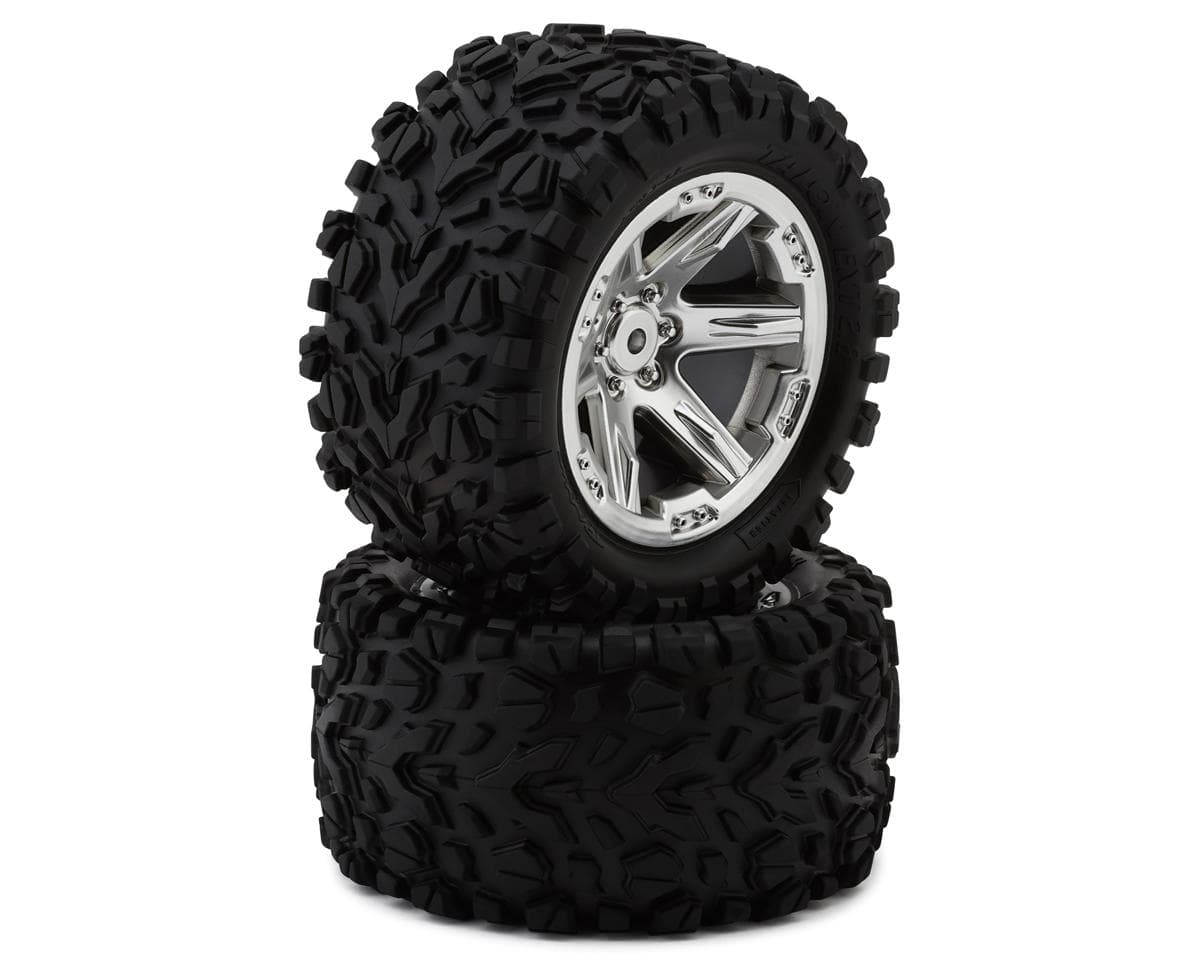 Traxxas Talon EXT 2.8" Pre-Mounted Tires w/RTX Wheels (Chrome) (2) w/12mm (2wd Electric Rear)