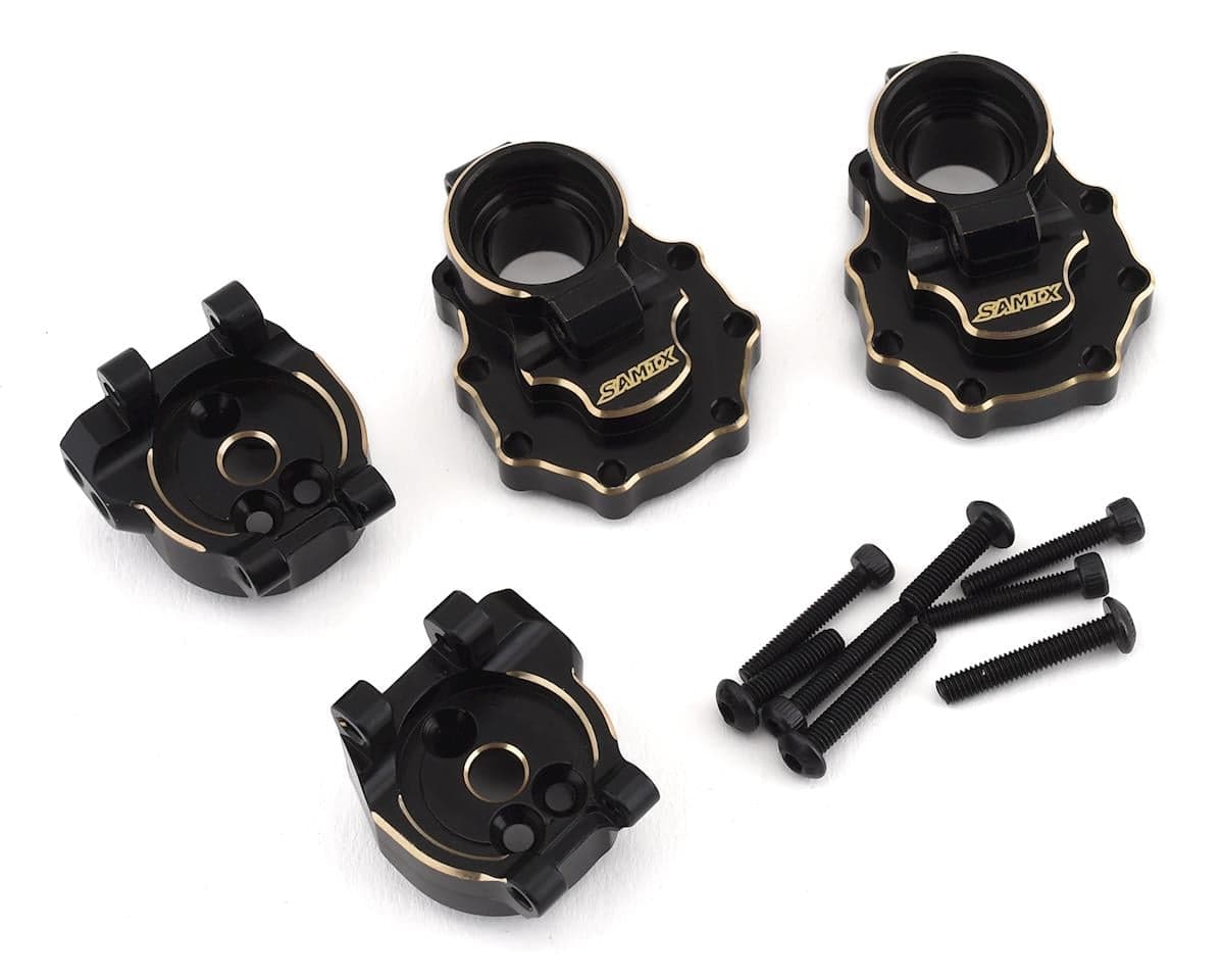 Samix Brass Rear Hub Carrier & Inner Portal Covers Set for Traxxas TRX-4 (Black) (133g)