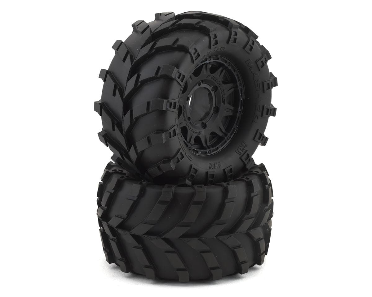Pro-Line Masher 2.8" Pre-Mounted w/Raid Electric Rear Wheels (2) (Black) (M2) w/Removable Hex