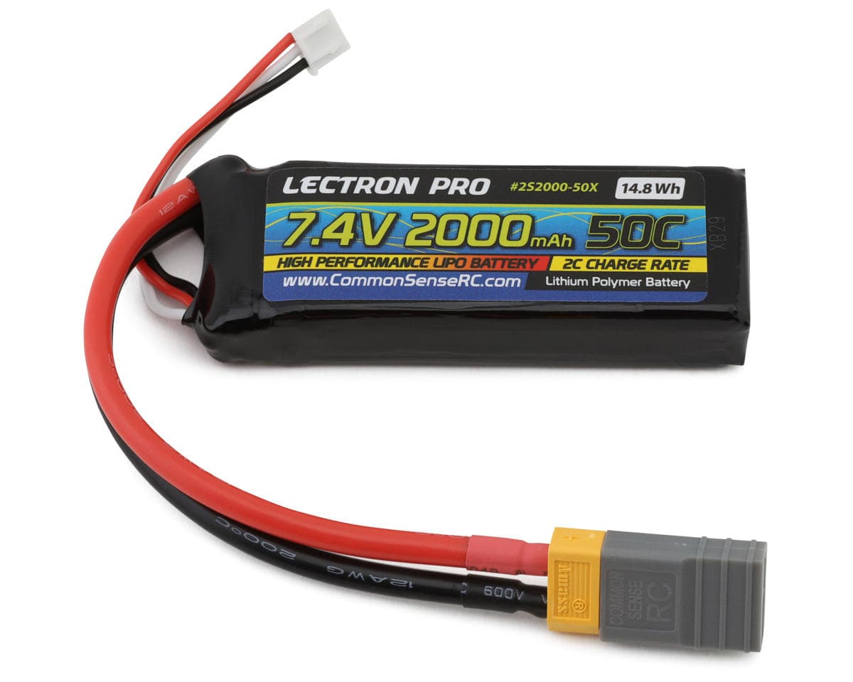 Common Sense RC Lectron Pro 2S Lipo Battery 50C (7.4V/2000mAh) w/XT60 Connector & CSRC Adapter