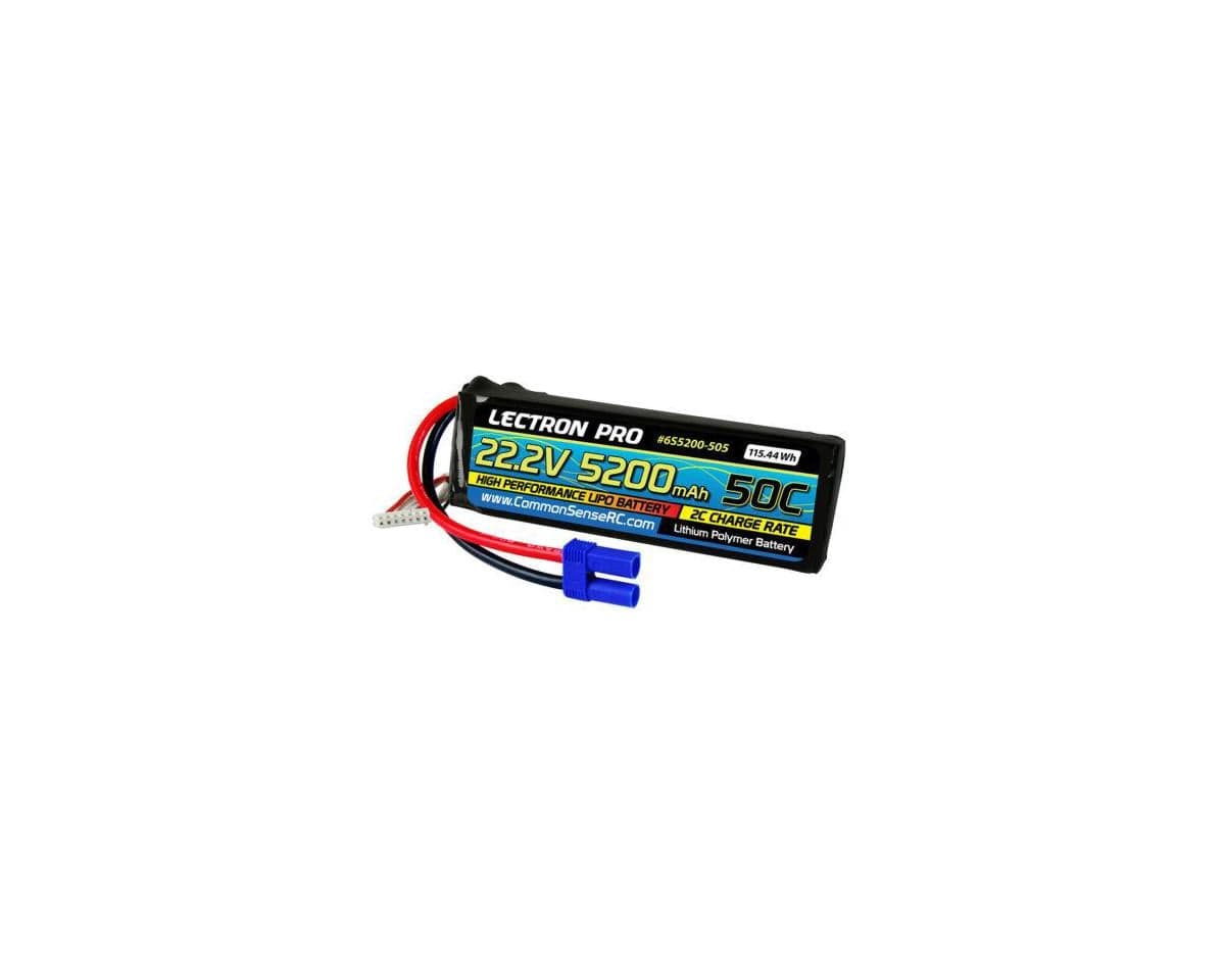 Common Sense RC Lectron Pro 22.2V 5200mAh 50C Lipo Battery w/ EC5 Plug: Lg Planes / Helis /Quads