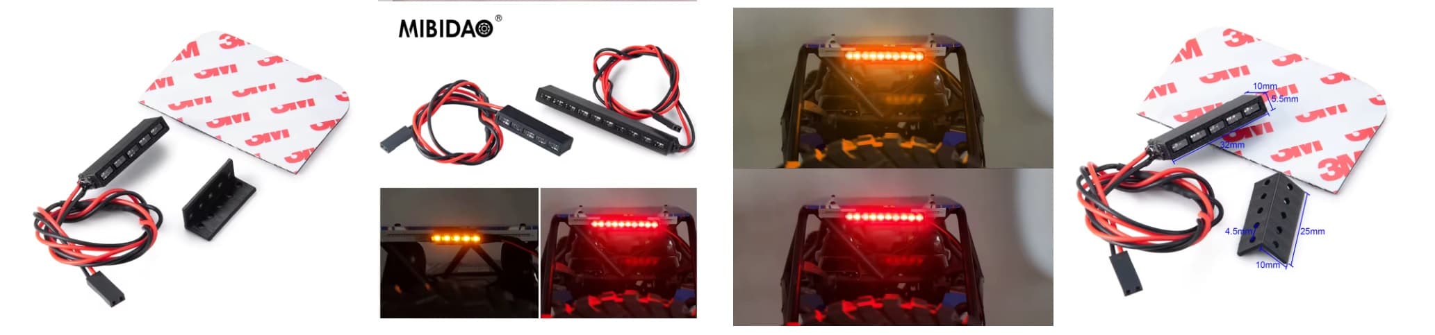 MIBIDAO Red Yellow 32mm Light Lamp Bar