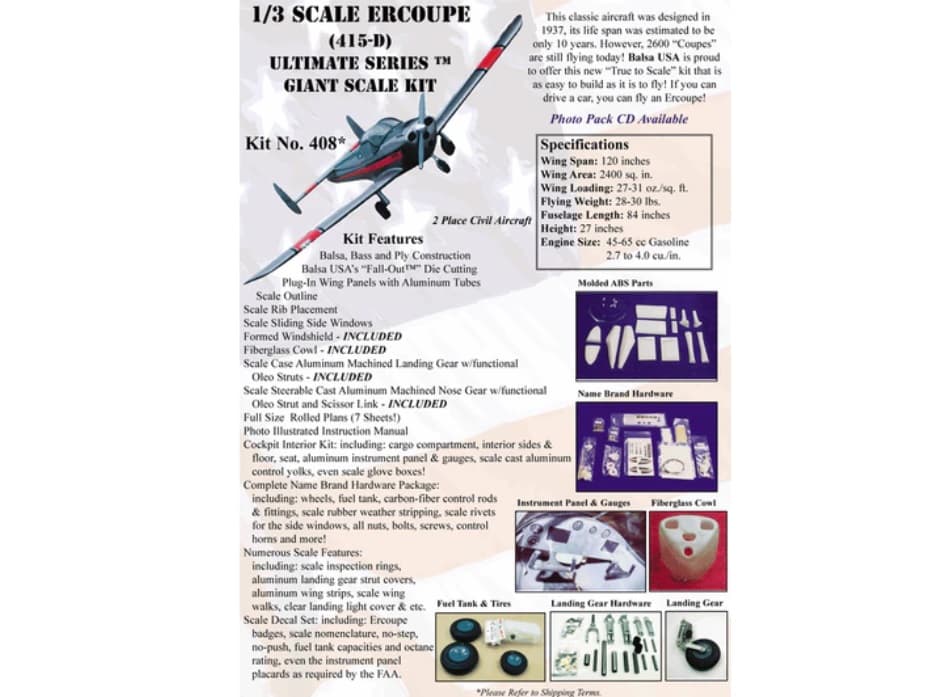 Balsa USA 1/3 Scale Ercoupe 415-D