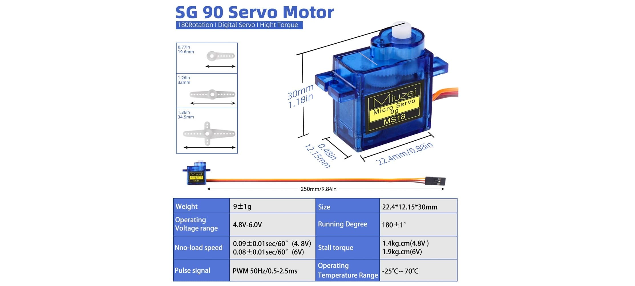 Miuzei  Sg90 9g Micro Servos