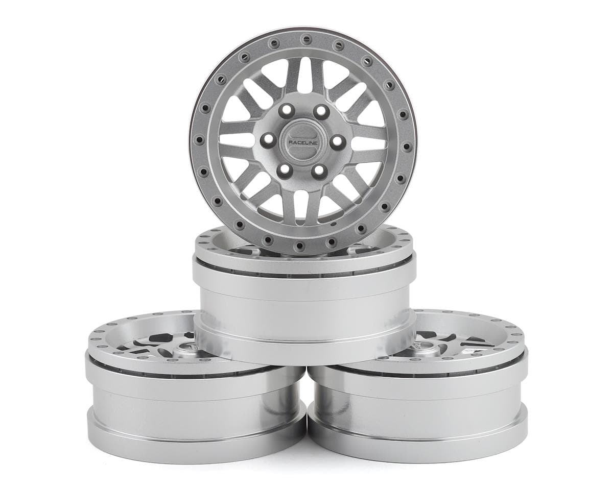 Pit Bull Tires Raceline Ryno 1.9" Aluminum Beadlock Wheels (Silver) (4) w/12mm Hex