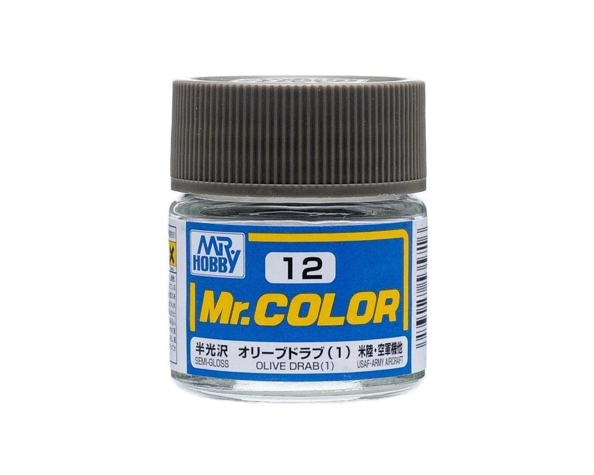 GSI Creos Mr. Hobby C12 Semi-Gloss Olive Drab Acrylic Hobby Paint (10ml)