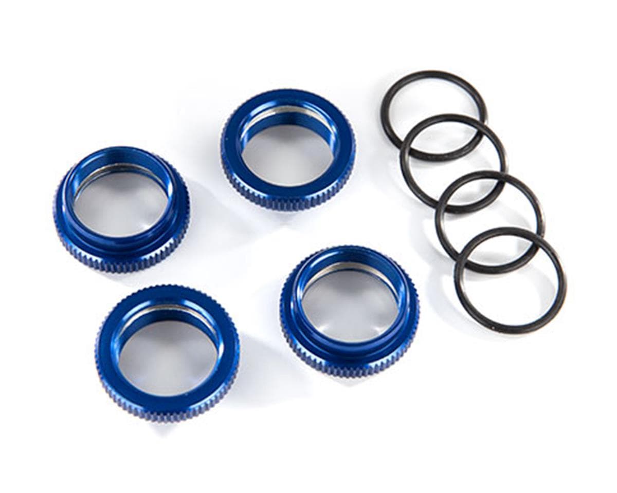 Traxxas GT-Maxx Aluminum Spring Retainer (Blue) (4)