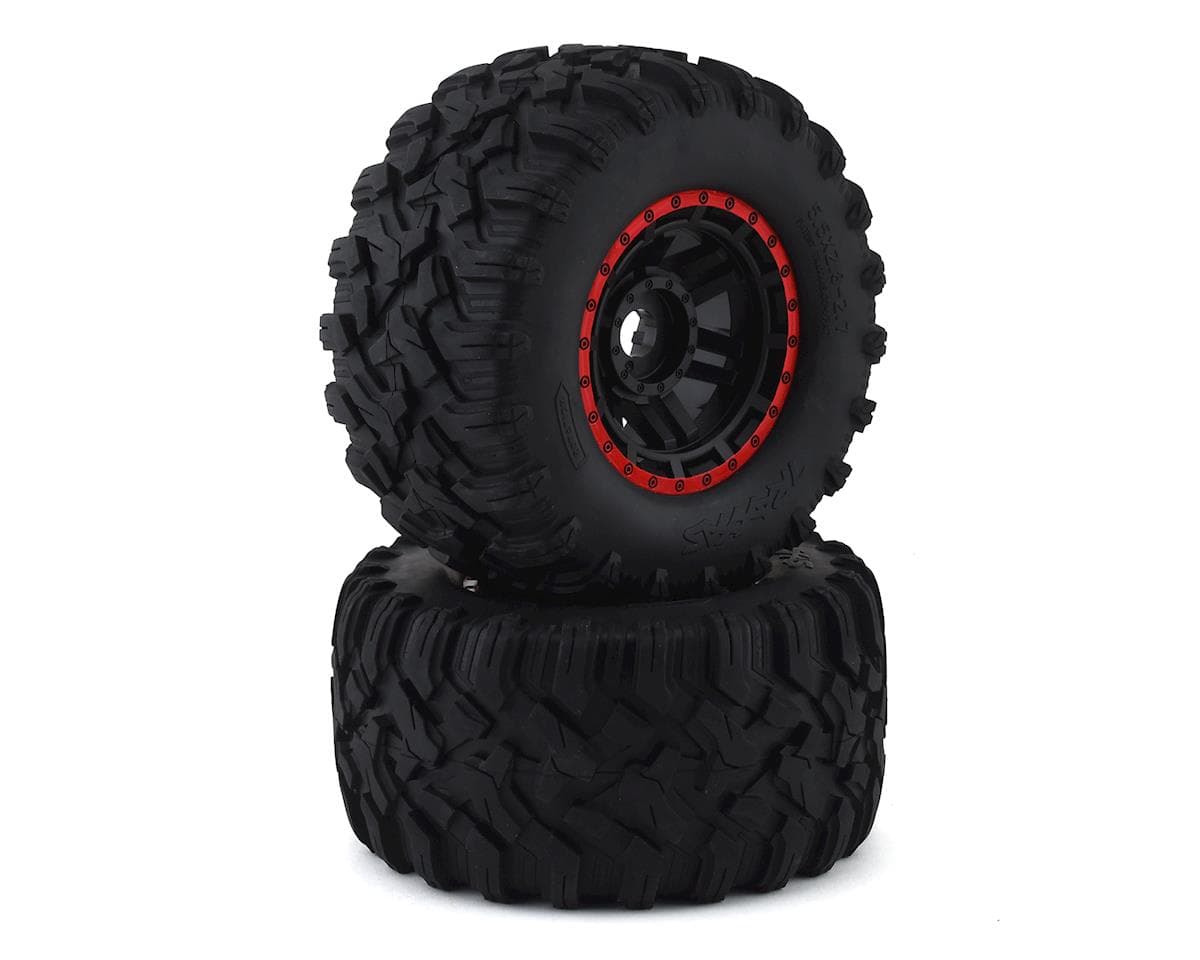Traxxas Maxx All-Terrain Pre-Mounted Tires (2) (Black/Red)