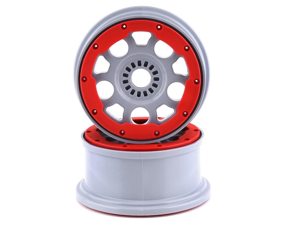 Losi DBXL-E 2.0 1/5 Scale Beadlock Wheels (Silver/Red) (2) w/24mm Hex