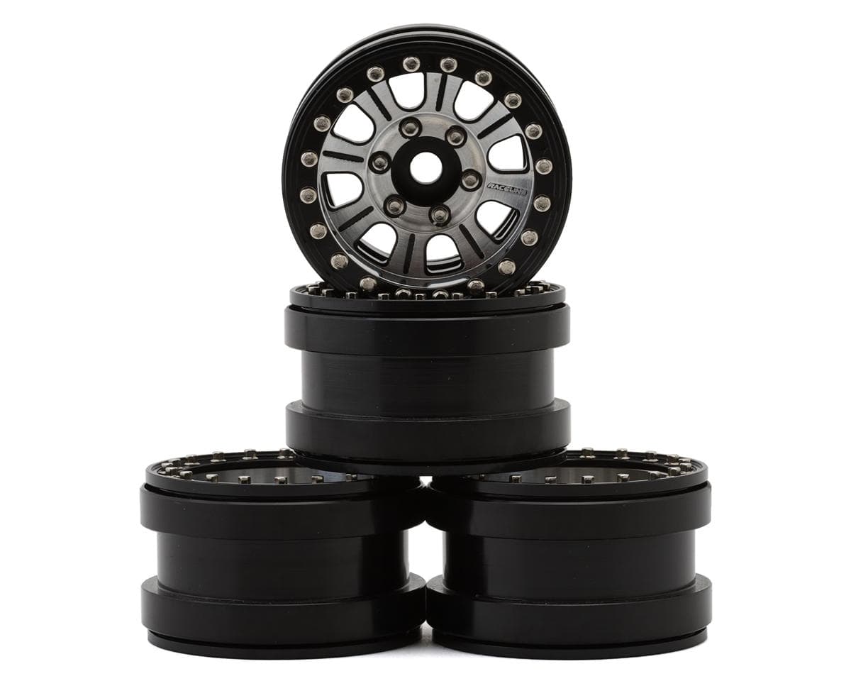 RC4WD RC4 Raceline Monster DeepDish 1.7" Rock Crawler Beadlock Wheels (Silver/Black) (4) (56.7g ea)