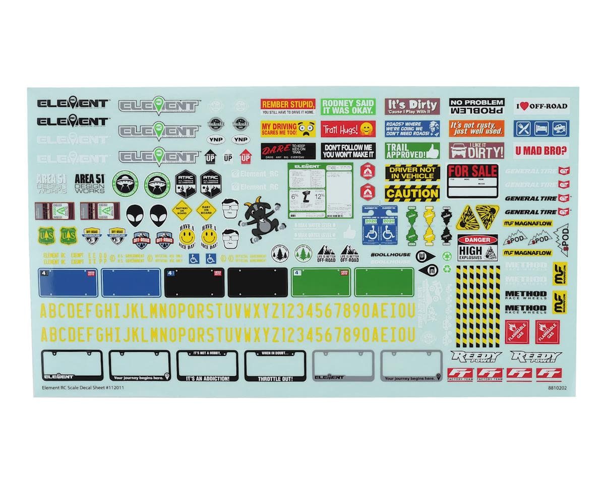 Element RC Enduro Scale Decal Sheet