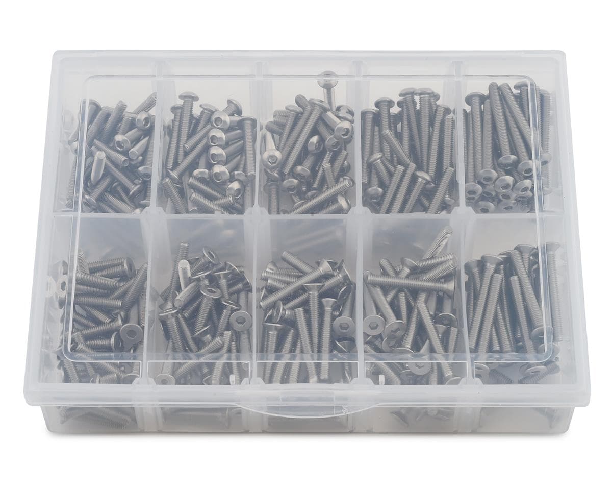 Samix Long Stainless Steel M3 Screw Set w/Plastic Box (Silver) (300) (Flat Head/Button Head)