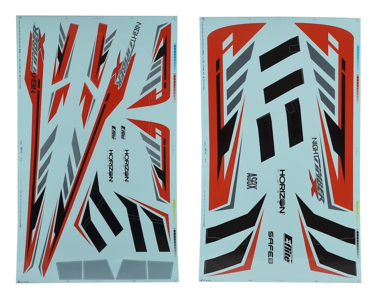 E-flite Night Timber X Decal Sheet