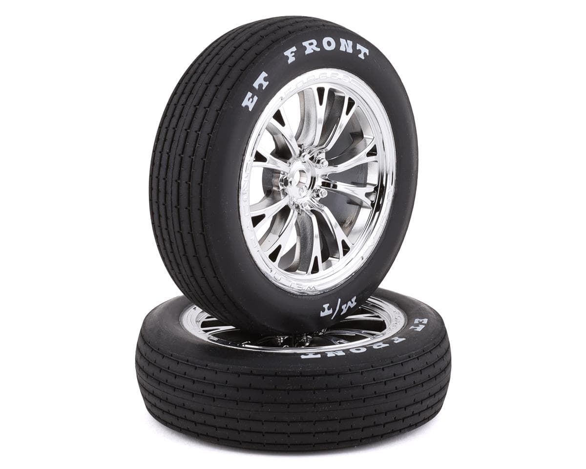 Traxxas Drag Slash Front Pre-Mounted Tires (Chrome) (2) w/Weld Wheels & 12mm Hex