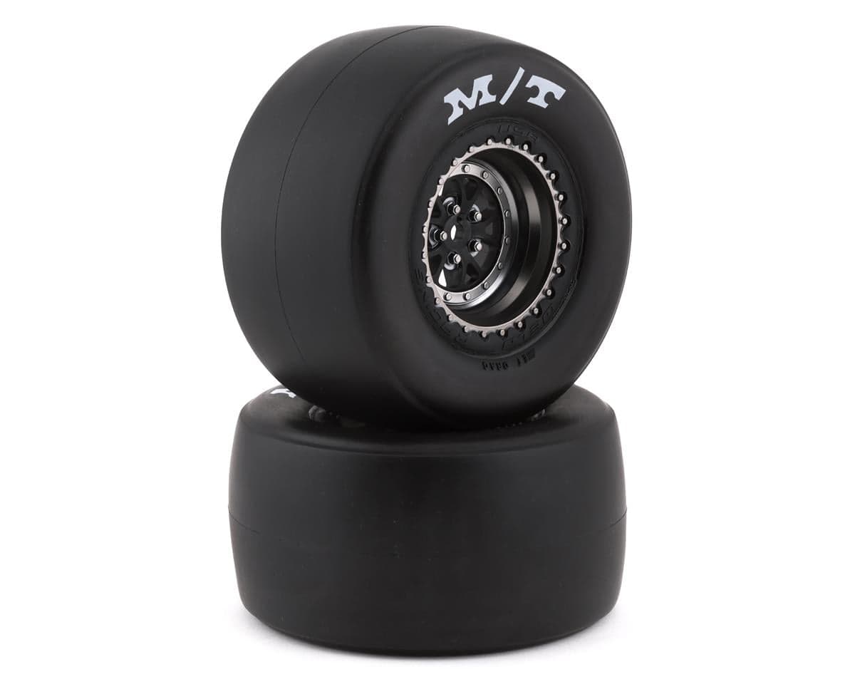 Traxxas Drag Slash Rear Pre-Mounted Tires (Satin Black Chrome) (2) w/Weld Wheels & 12mm Hex