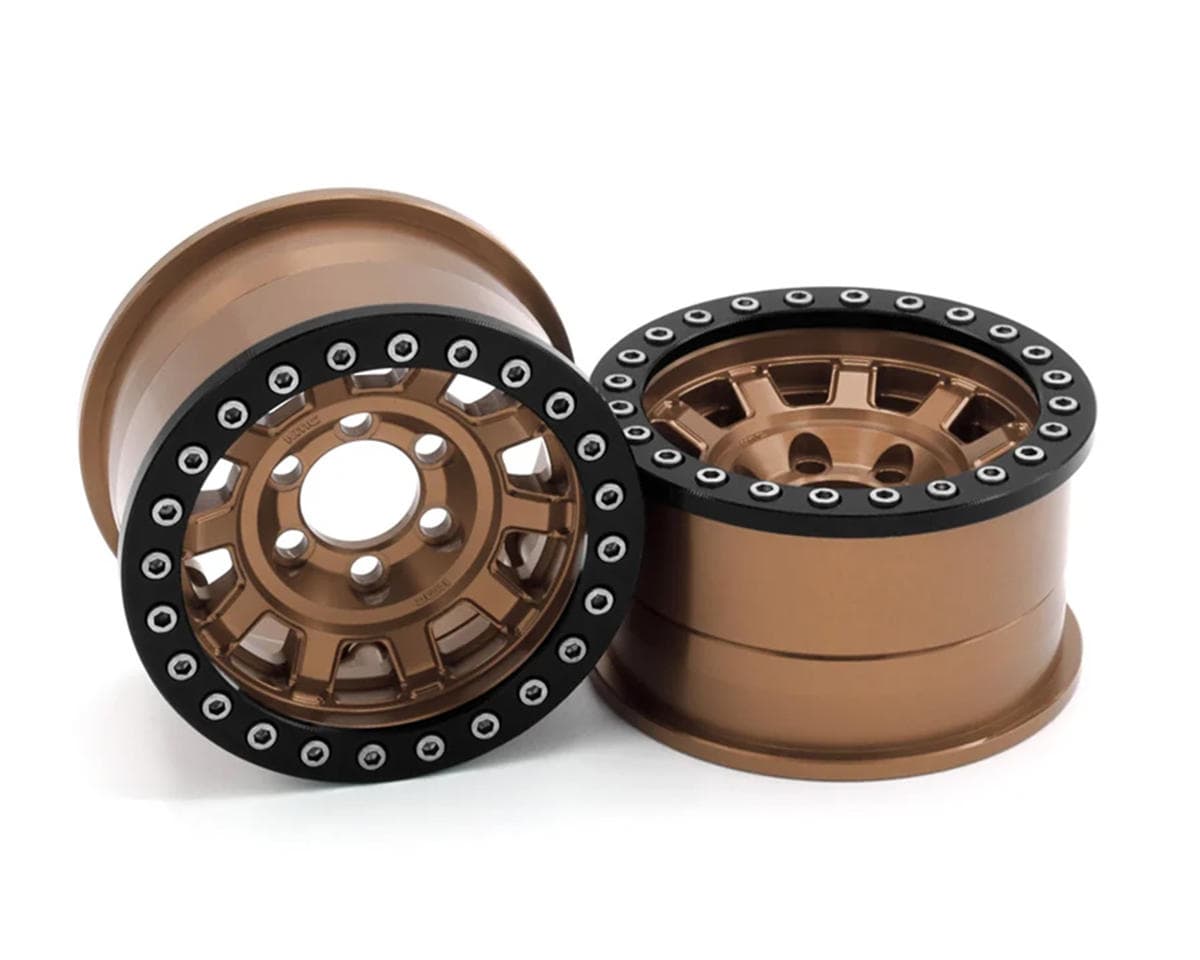 Vanquish Products 1.9" KMC KM236 Tank CNC Aluminum Crawler Beadlock Wheels (Bronze) (2)