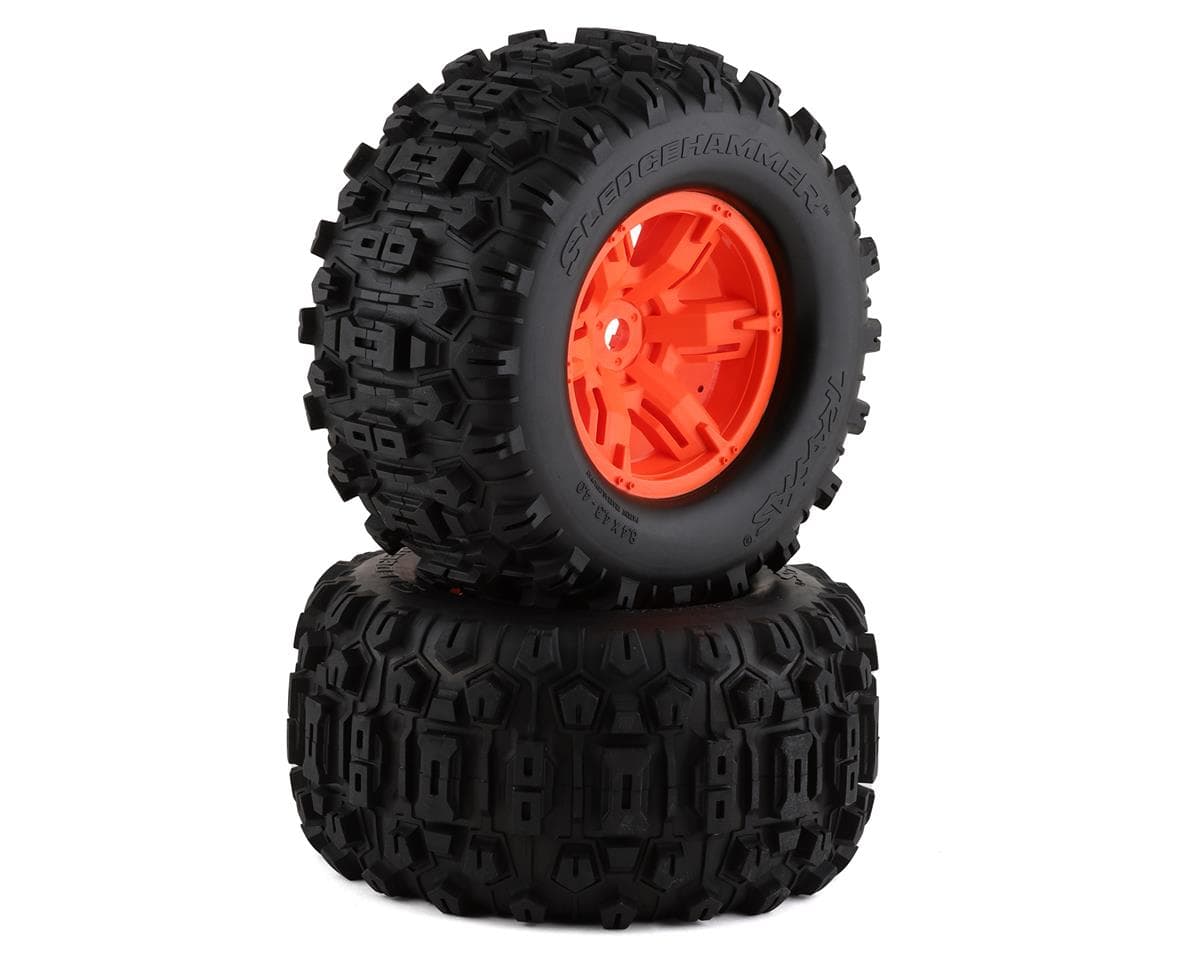 Traxxas X-Maxx Sledgehammer Pre-Mounted Tires w/24mm Hex (Orange) (2)