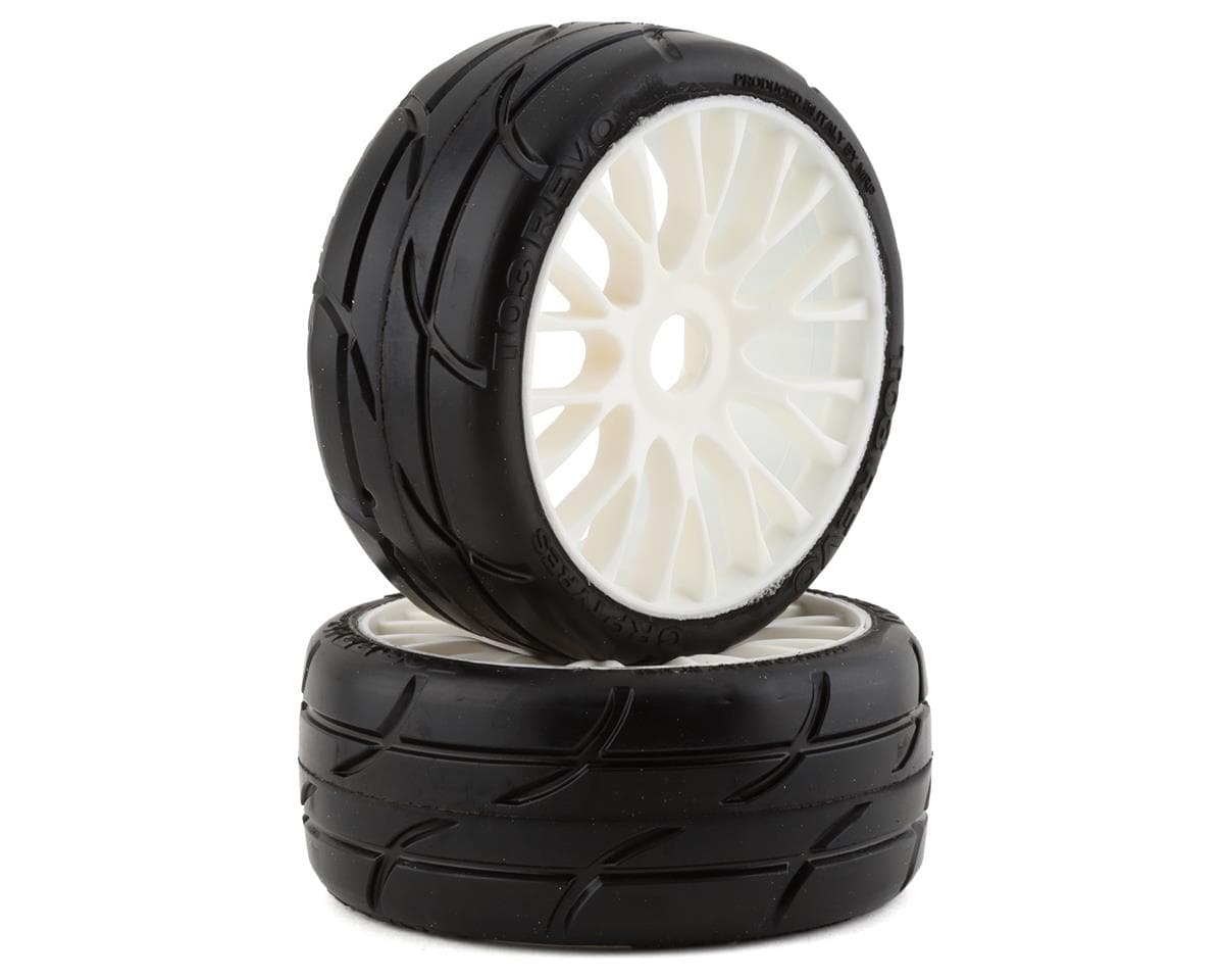 GRP Tires GT - TO3 Revo Belted Pre-Mounted 1/8 Buggy Tires (White) (2) (XM7) w/RIGID Wheel
