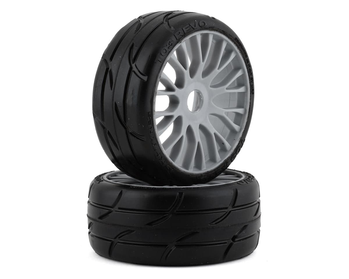 GRP Tires GT - TO3 Revo Belted Pre-Mounted 1/8 Buggy Tires (Silver) (2) (XM2) w/FLEX Wheel