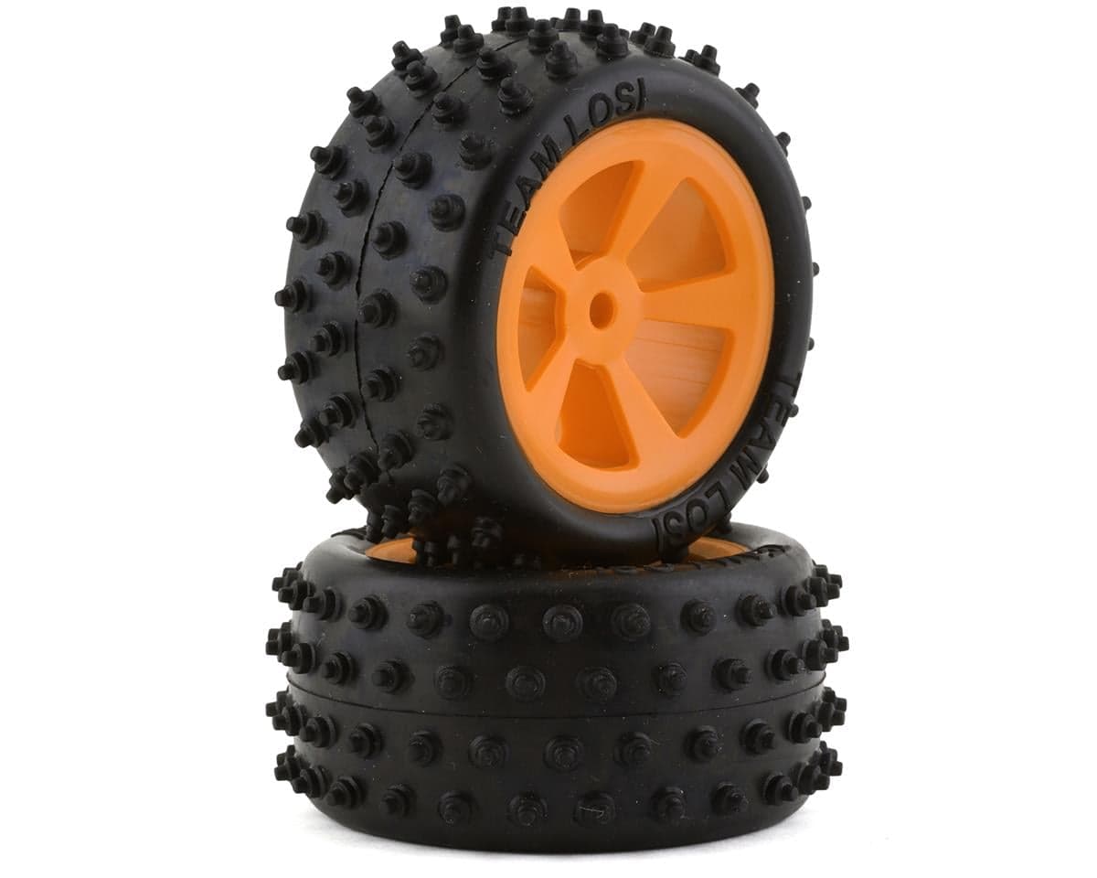 Losi Mini JRX2 Pre-Mounted Rear 4 Row Tire Set (Orange) (2)