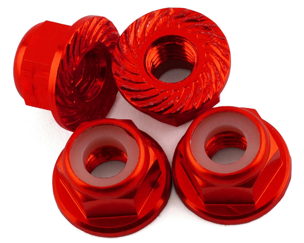 175RC 4mm Locking Wheel Nuts for Traxxas Hoss (Red) (4)