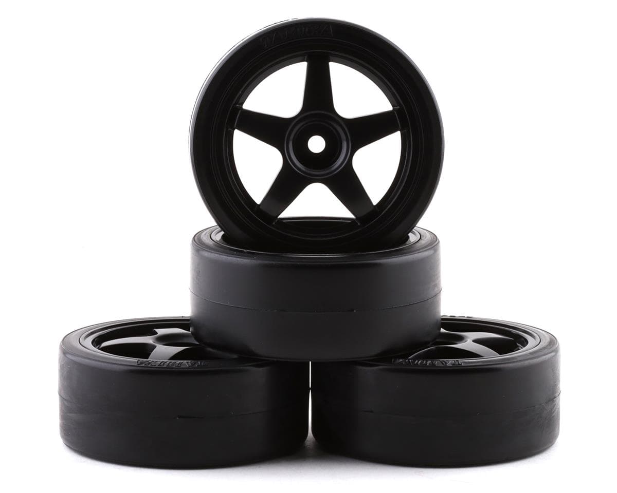 Tamiya 26mm Pre-Mounted Drift Tires (Black) (4) w/12mm Hex