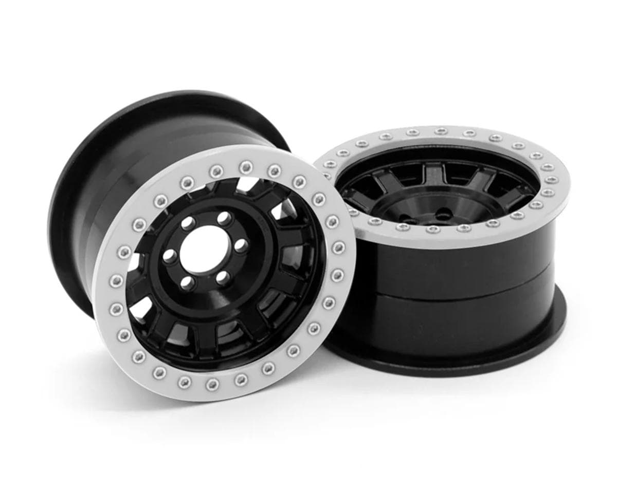 Vanquish Products 2.2" KMC KM236 Tank CNC Aluminum Crawler Beadlock Wheels (Black) (2)