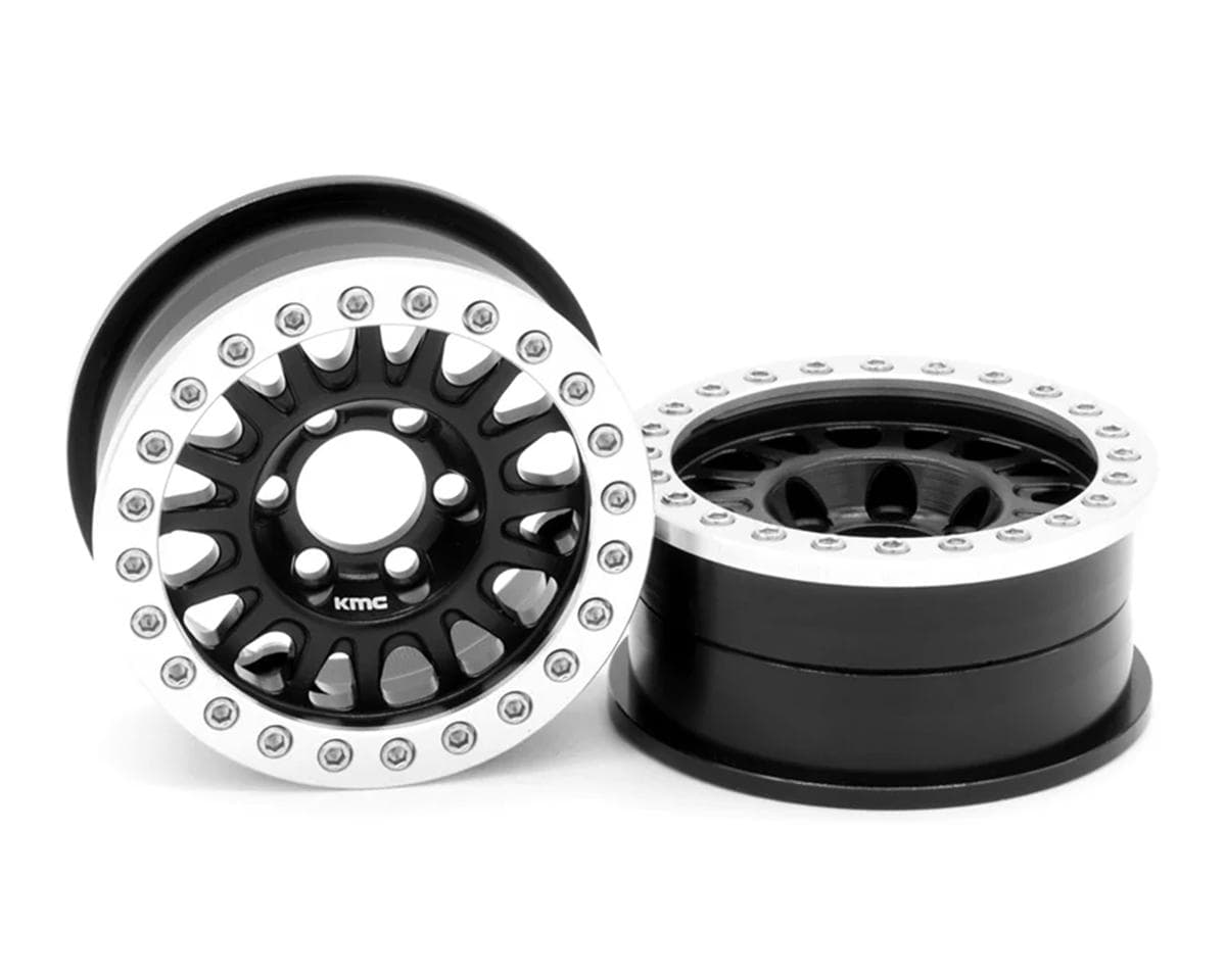 Vanquish Products 1.9" KMC KM445 Impact CNC Aluminum Crawler Beadlock Wheels (Black) (2)