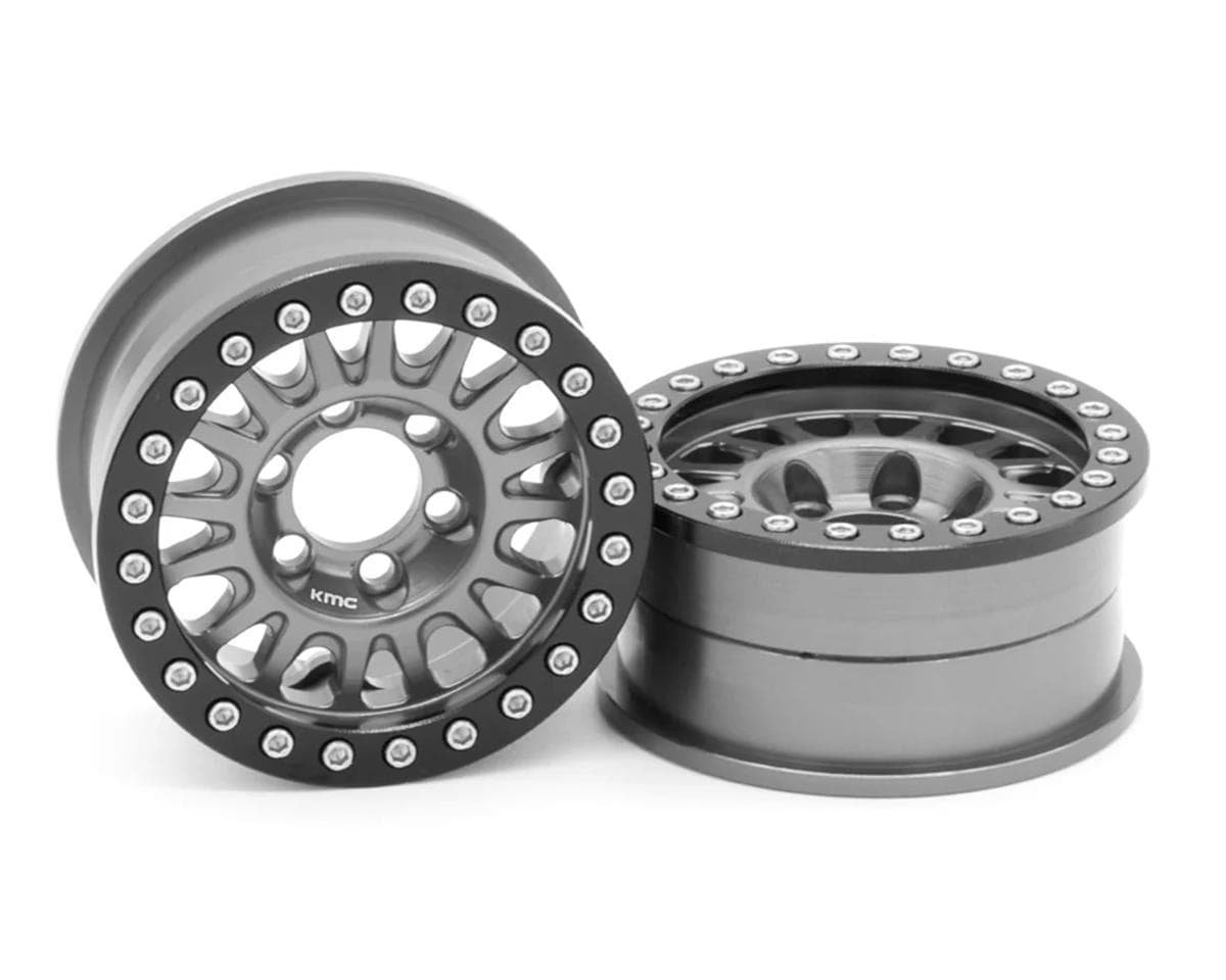 Vanquish Products 1.9" KMC KM445 Impact CNC Aluminum Crawler Beadlock Wheels (Grey) (2)