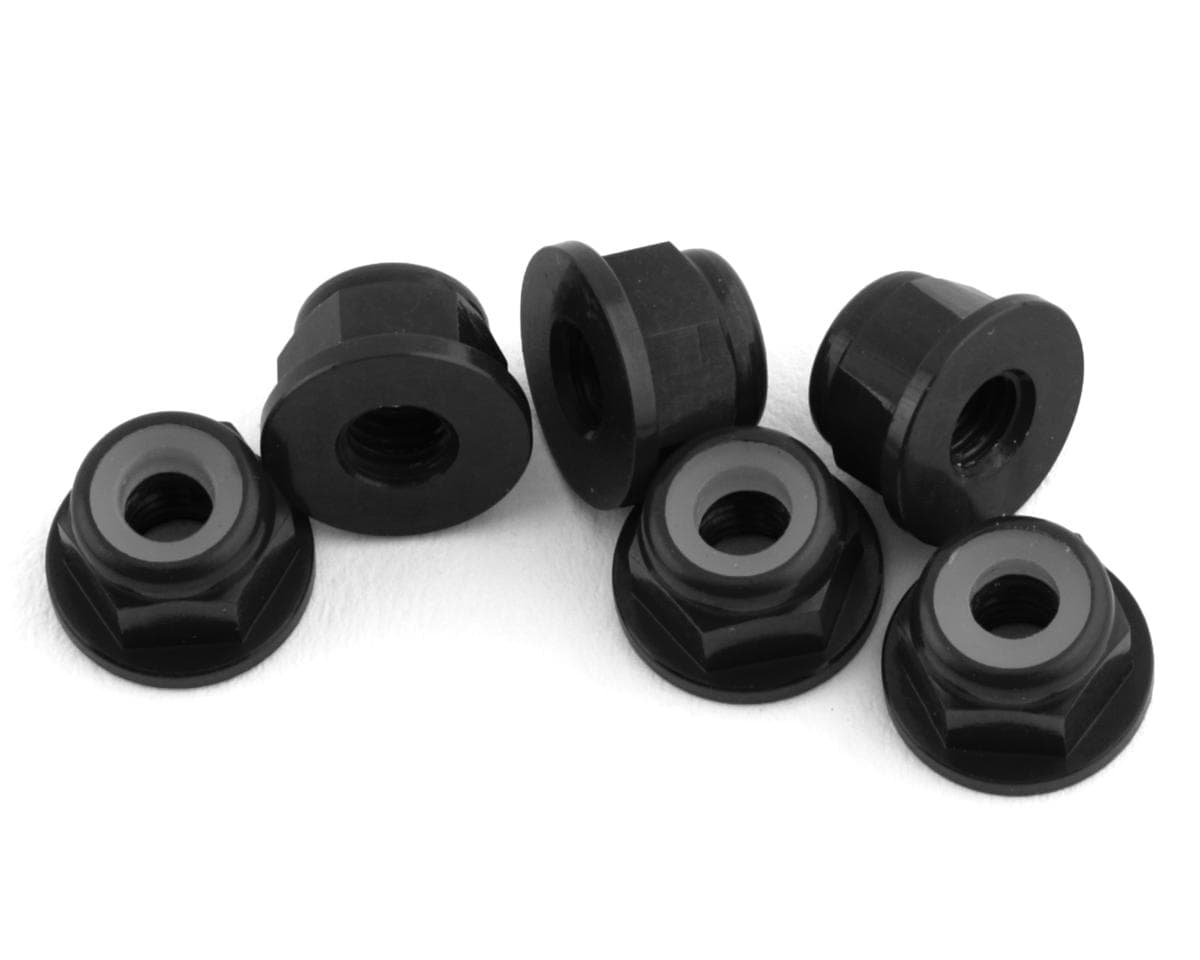 1UP Racing 3mm Aluminum Flanged Locknuts (Black) (6)