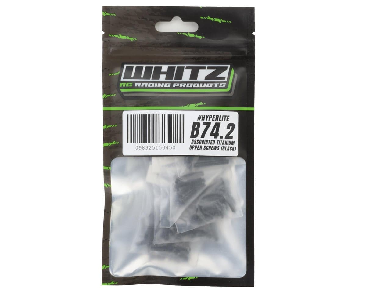 Whitz Racing Products HyperLite AE RC10B74.2 Titanium Upper Screw Kit (Black) (2.5mm Deep Socket)