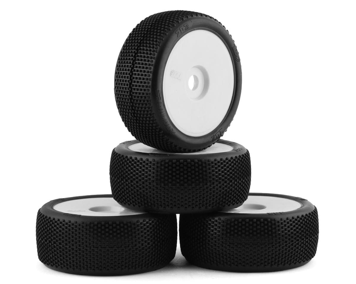 TZO Tires 202 1/8 Buggy Pre-Glued Tire Set (White) (4) (Supreme Clay)