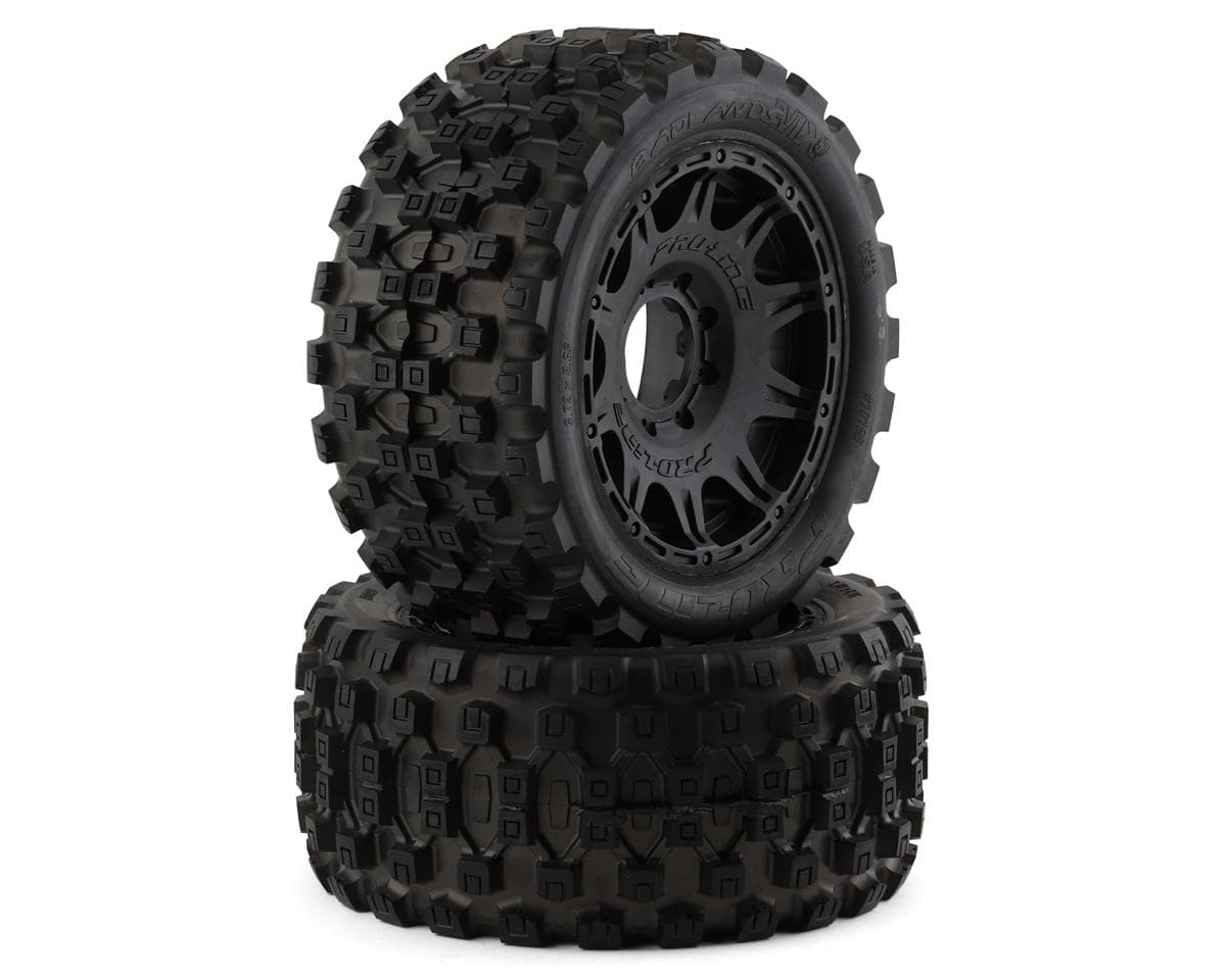 Pro-Line Badlands MX57 5.7" Pre-Mounted 1/6 Monster Truck Tires (Black) (2) w/Removable 24mm Hex (Soft)