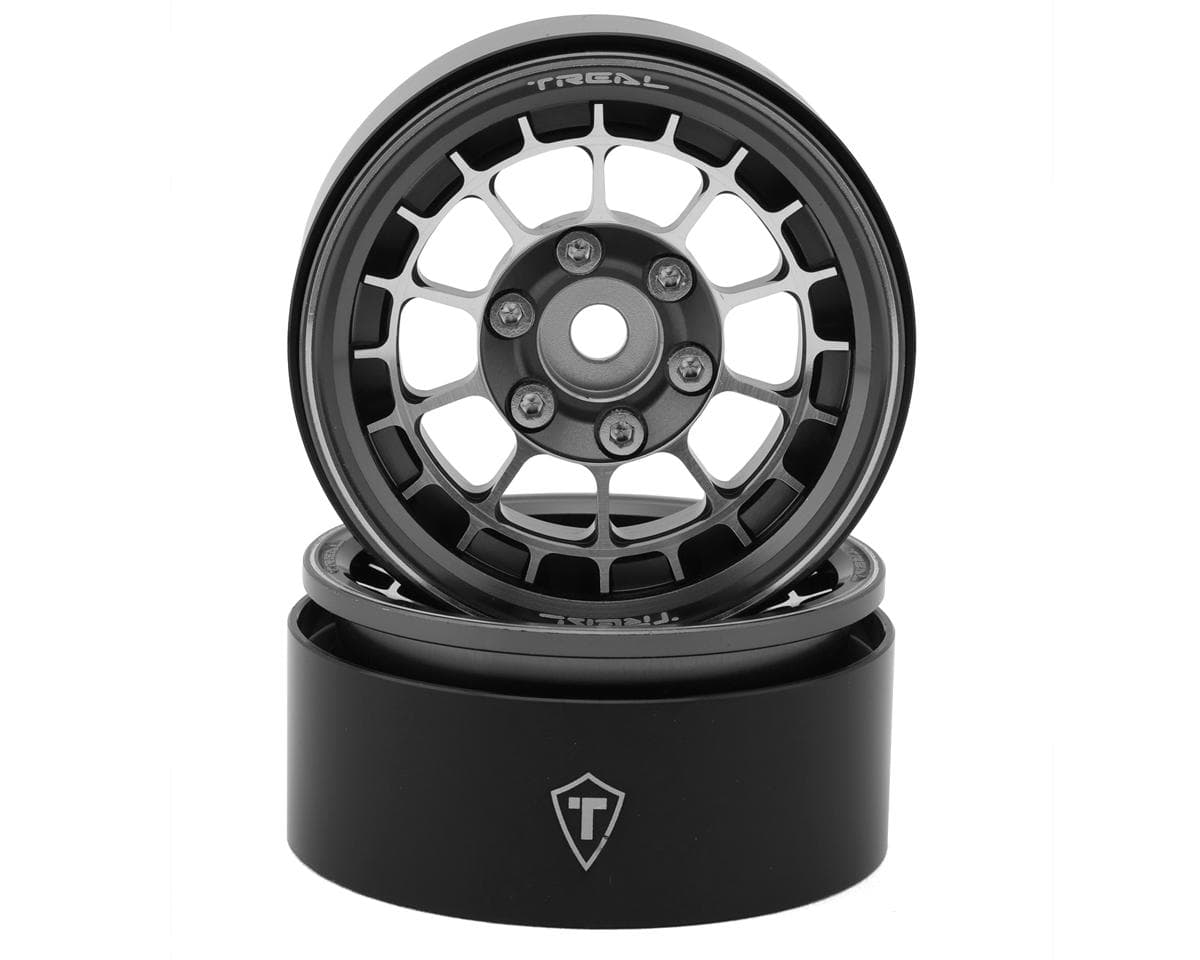 Treal Hobby Type A 1.9'' Spoked Beadlock Wheels (Titanium) (2)