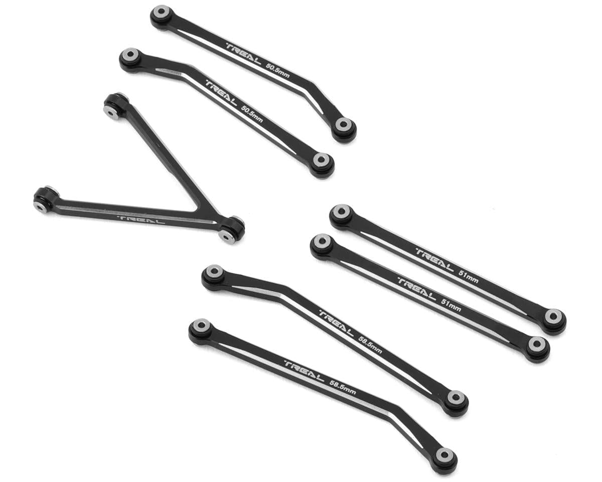 Treal Hobby Axial SCX24 Aluminum High Clearance Link Set (Black) (JLU/C10/Bronco)