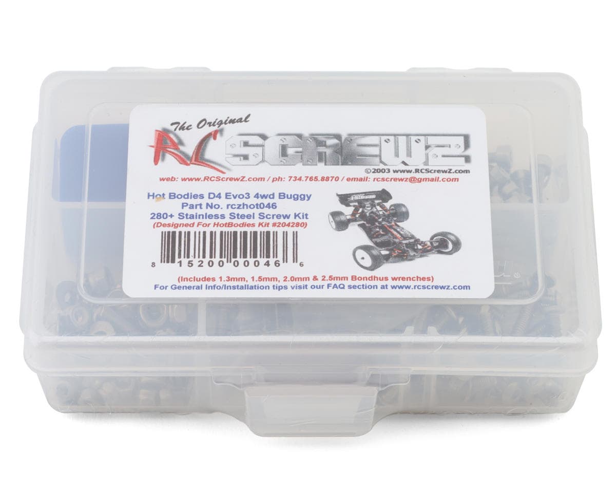 RC Screwz HB Racing D4 Evo3 4wd 1/10th Stainless Steel Screw Kit