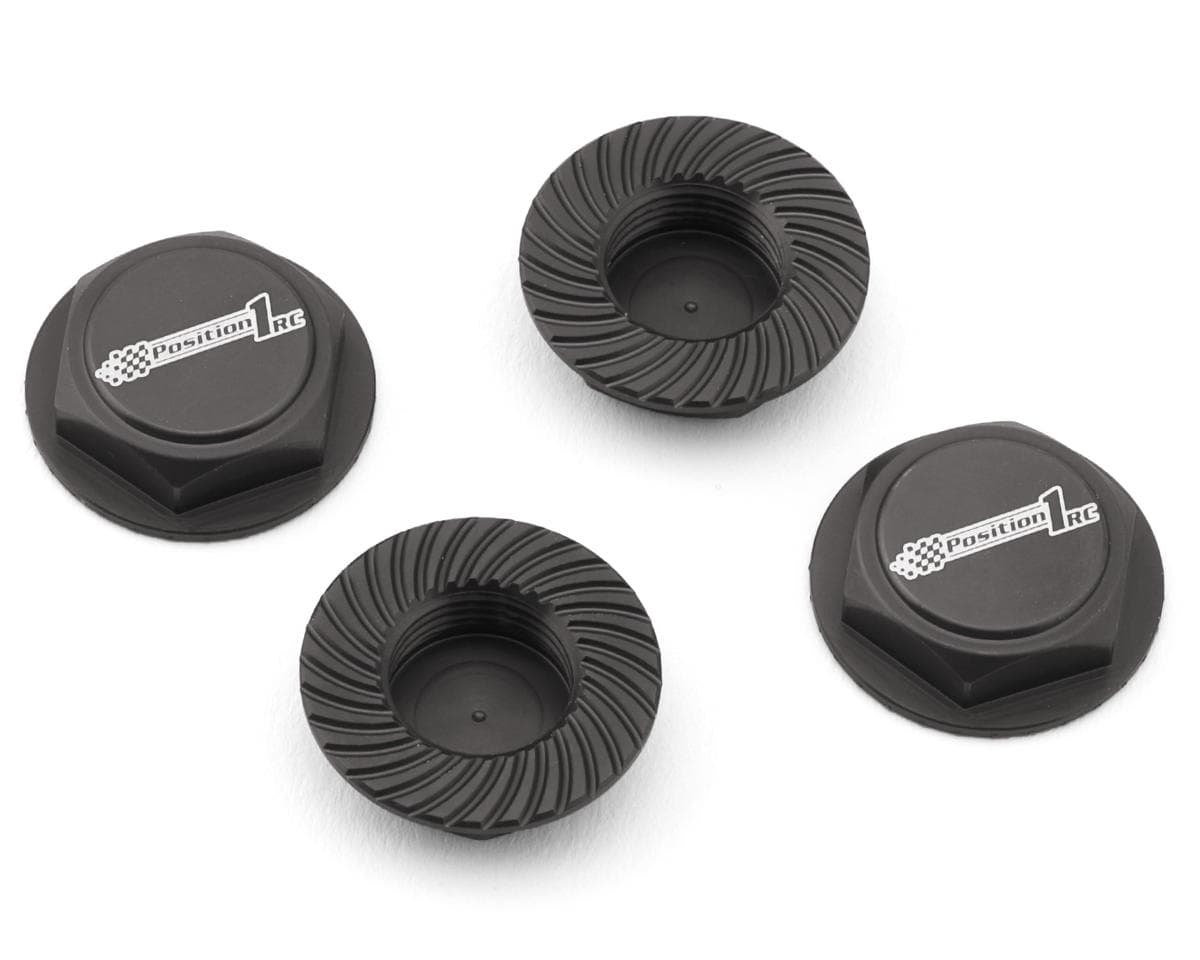Position 1 RC Custom Laser Engraved 17mm 1/8 Serrated Wheel Nuts (Grey) (4)