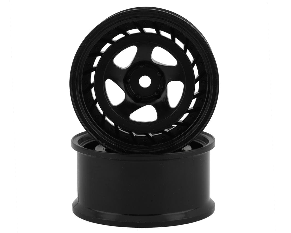 RC Art SSR Formula Aero 5-Spoke Drift Wheels (Black) (2) (6mm Offset)