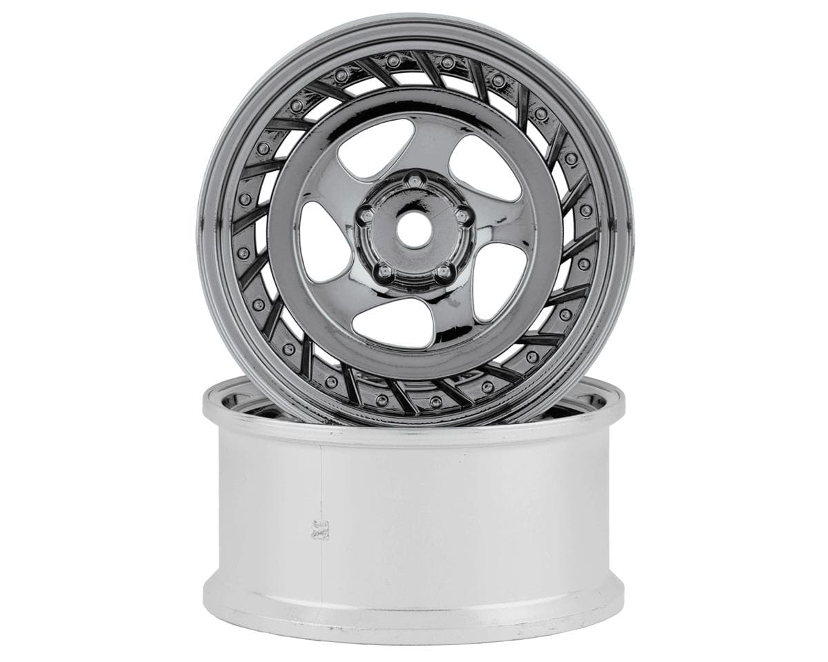 RC Art SSR Formula Aero 5-Spoke Drift Wheels (Chrome Silver) (2) (6mm Offset)