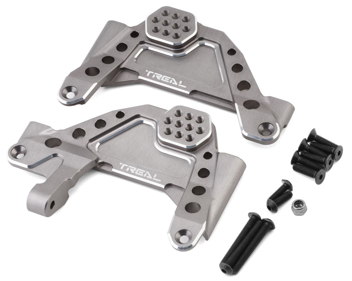 Treal Hobby SCX6 Aluminum Front Shock Towers (Titanium) (2) w/Panhard