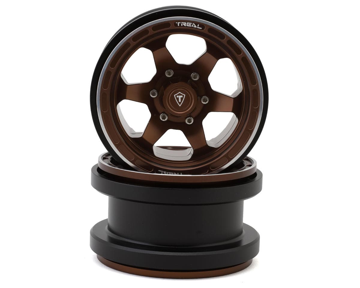Treal Hobby Type A 2.9" 6-Spoke Slotted Beadlock Aluminum Wheels (Bronze) (2) (256g)