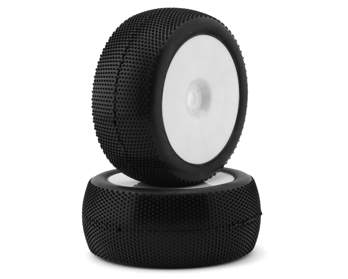 Raw Speed RC SuperMini 1/8 Truggy Pre-Mounted Tires (White) (2) (Super Soft - Long Wear)
